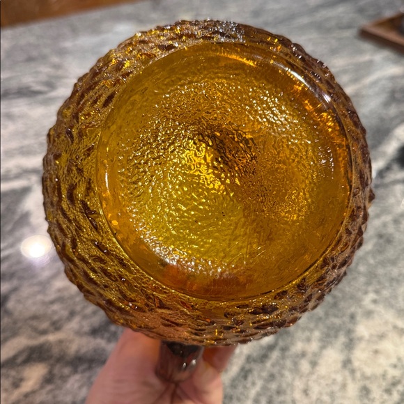 vintage Anchor Hocking Lido Milano Honey Gold Crinkle Glass Ball Pitcher - Picture 6 of 8